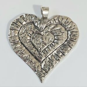 Large Silver Heart Necklace Pendant
